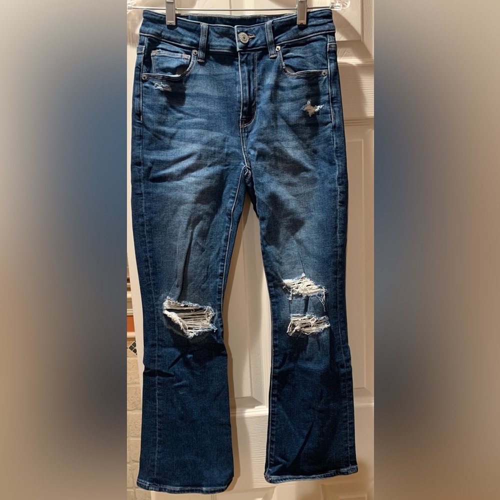 American Eagle Ripped Kick Crop Jeans